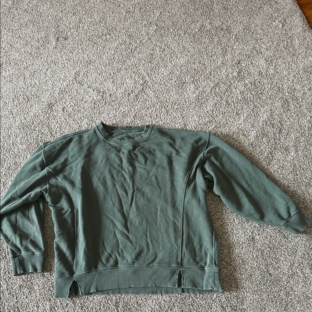 Aerie Oversized Distressed Boxy Crew Sweater